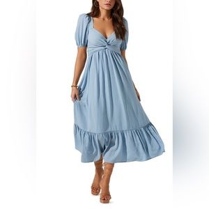 ASTR The Label Tie Back Puff Midi Dress